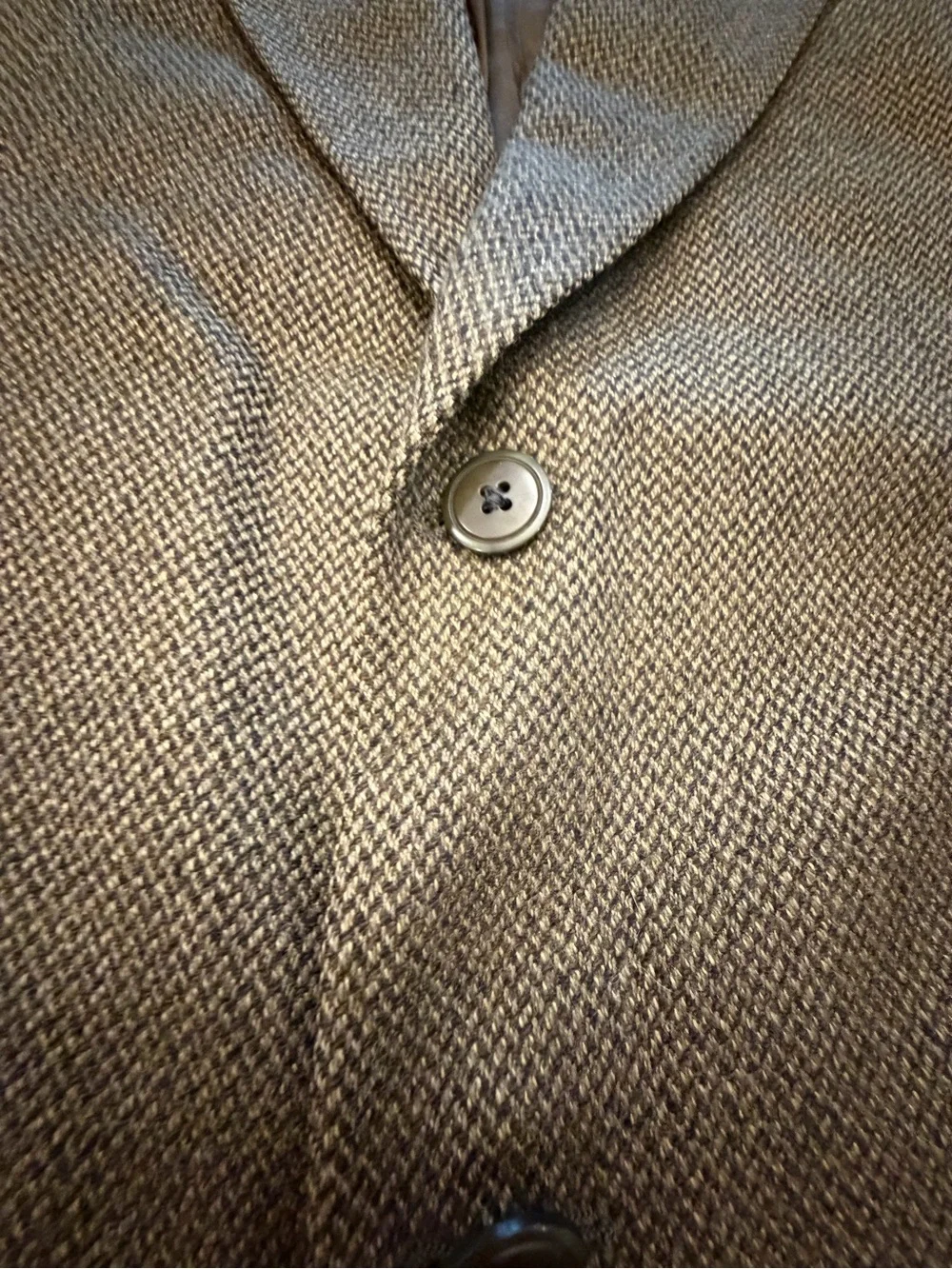 Kasper Virgin Wool Blazer Jacket Brown Herringbone Tweed Vintage Sport Coat 38S